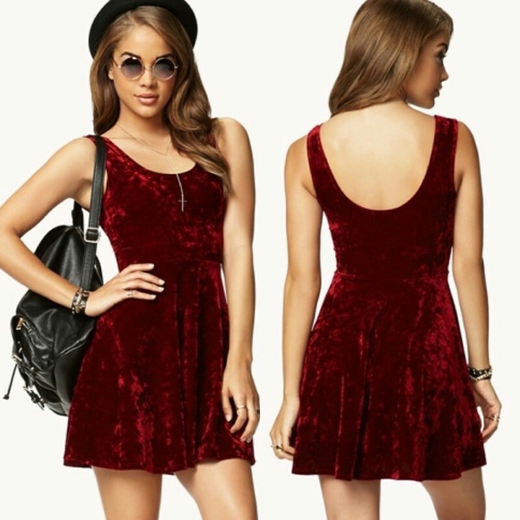 red velvet skater dress